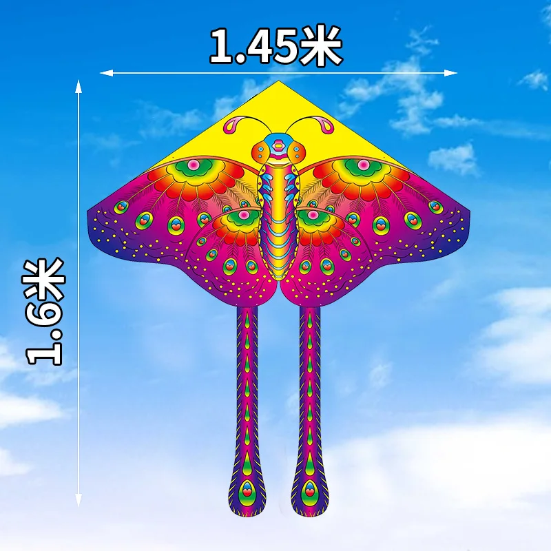 Large Butterfly Kite Grassland Kite Breeze Fly Children Adult NO String Fly Kites Long Tail Gingham Outdoor Fun Sports Toys