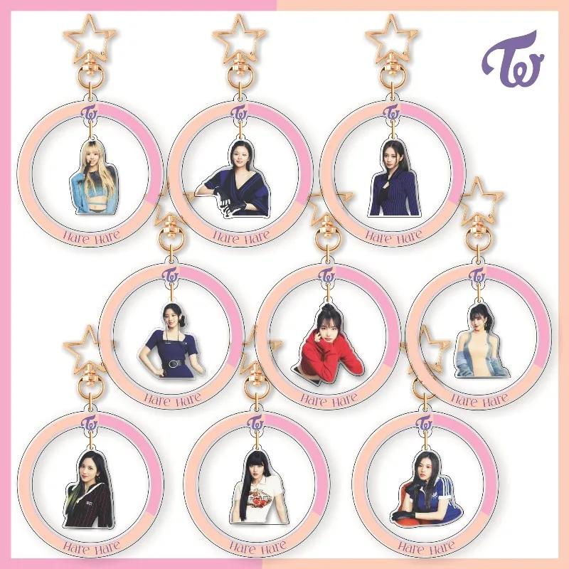 Creativity TWICE Cute Cartoon Printed Acrylic Keychain Delicate Hanging Fashion for Handbag Backpack Daily Decoration Gift