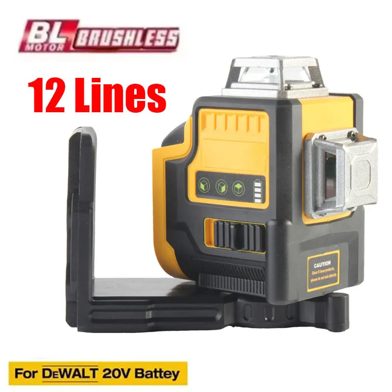 

For DeWALT 20V 18V Battery Laser Level 12 Lines 3D Horizontal & Vertical Green Beams Meter Self-Leveling Lasers Tools