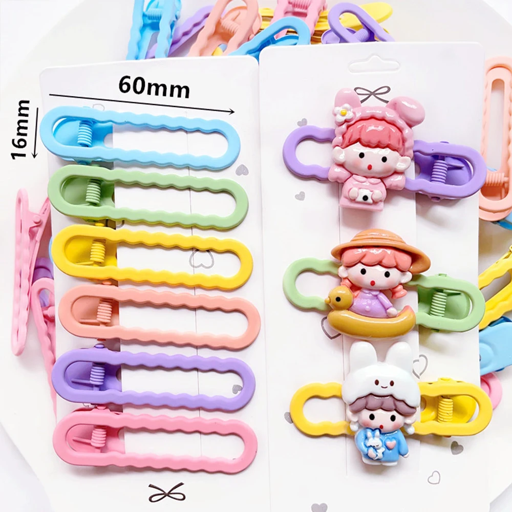 10 Pieces Wave Colorful Hair Clips Accessories DIY Children\'s Hairpins 6cm Metal Fashion Duckbill Hairpin Material