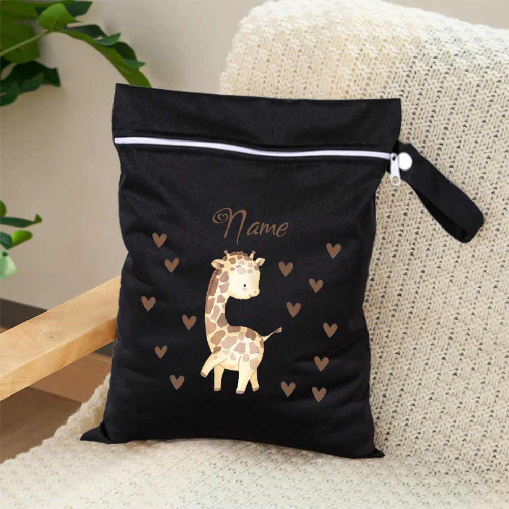 

Персонализированная водонепроницаемая мини-сумка для мокрых подгузников для детских подгузников, водонепроницаемая многоразовая сумка для подгузников с двумя молниями