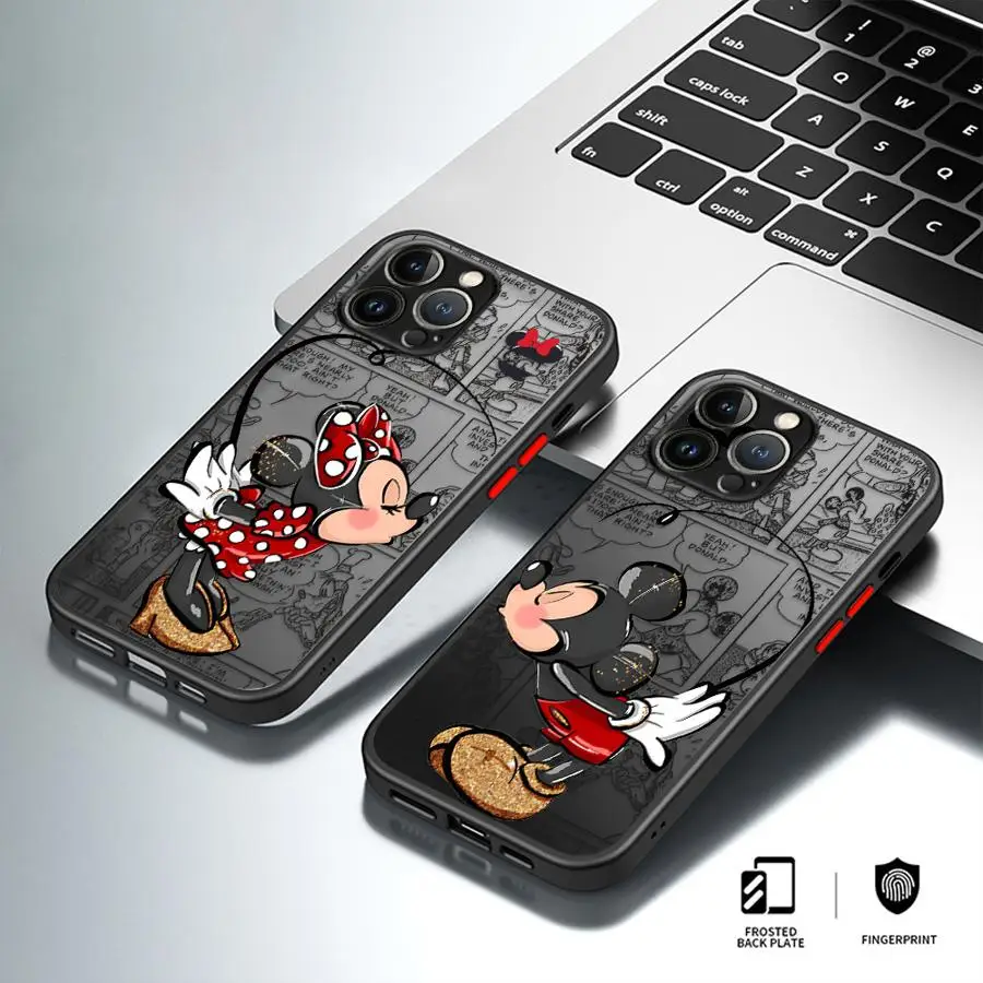 

Матовый чехол Love Disney с Микки и Минни Маусом для Apple iPhone 16 Pro15 Pro Max 14 13 Mini 12 11 14 Plus 7 8 XR X XS Back Cover