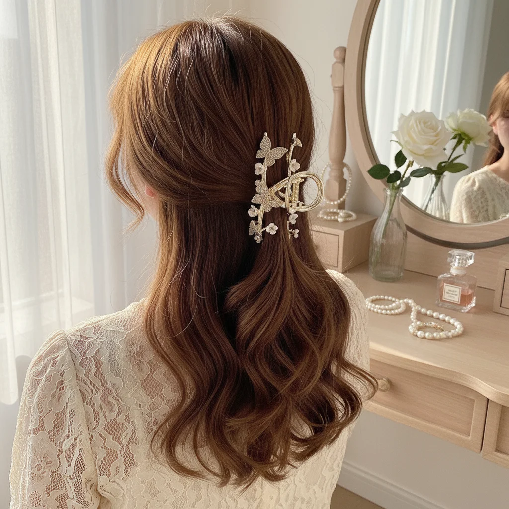 Pinza para el pelo con forma de mariposa para mujer, horquilla con forma de garra de tiburón para verano, herramienta de peinado rápido, diseño elegante de plástico duradero