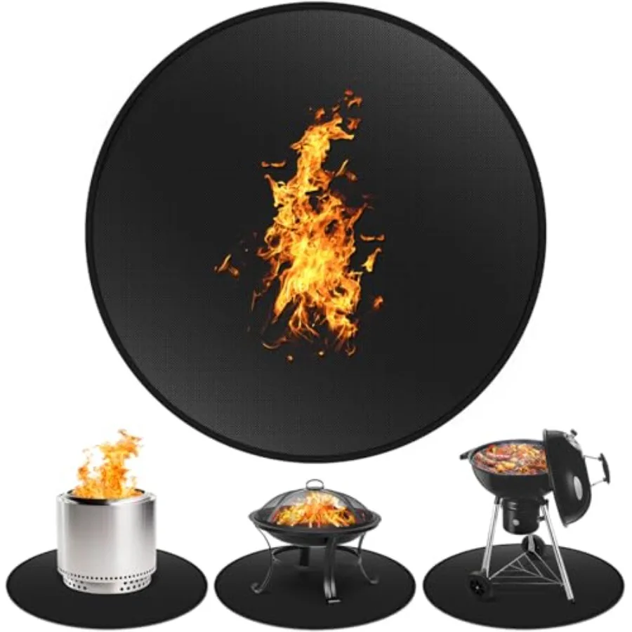 

Коврик для костровой чаши 48 дюймов для Solo Stove Yukon - круглый огнеупорный коврик под гриль для террасы, водонепроницаемый и маслостойкий, для барбекю