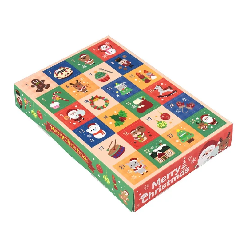 10Pcs Christmas Surprise Blind Box 24grids Child Countdown Advent Calendar Box Poked with Finger Empty Gift Packing Boxes