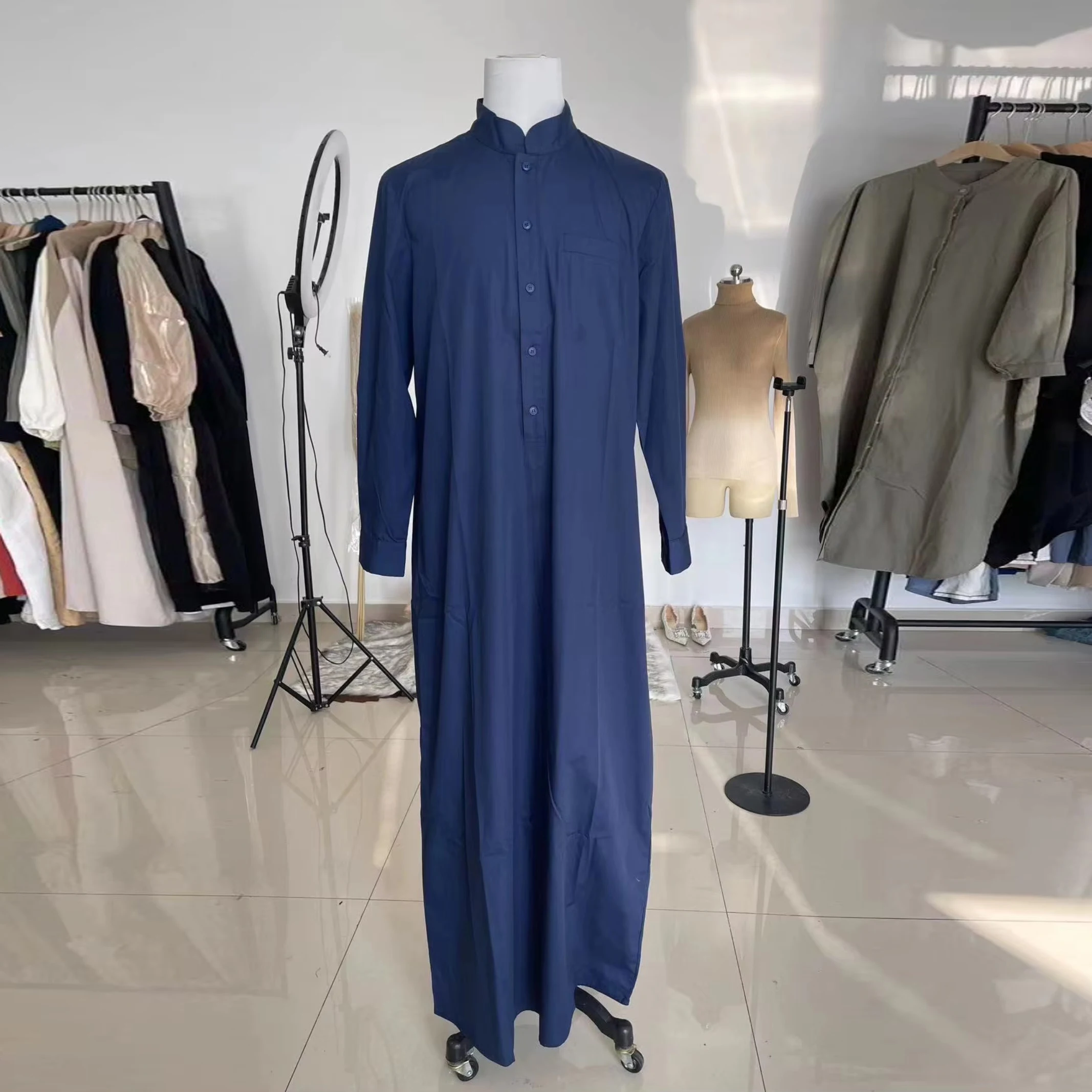 UNI Abbigliamento uomo islamico Manica lunga Allentato Uomo musulmano Arabia Saudita Pakistan Kurta Costumi musulmani Abito musulmano Caftano Thobe