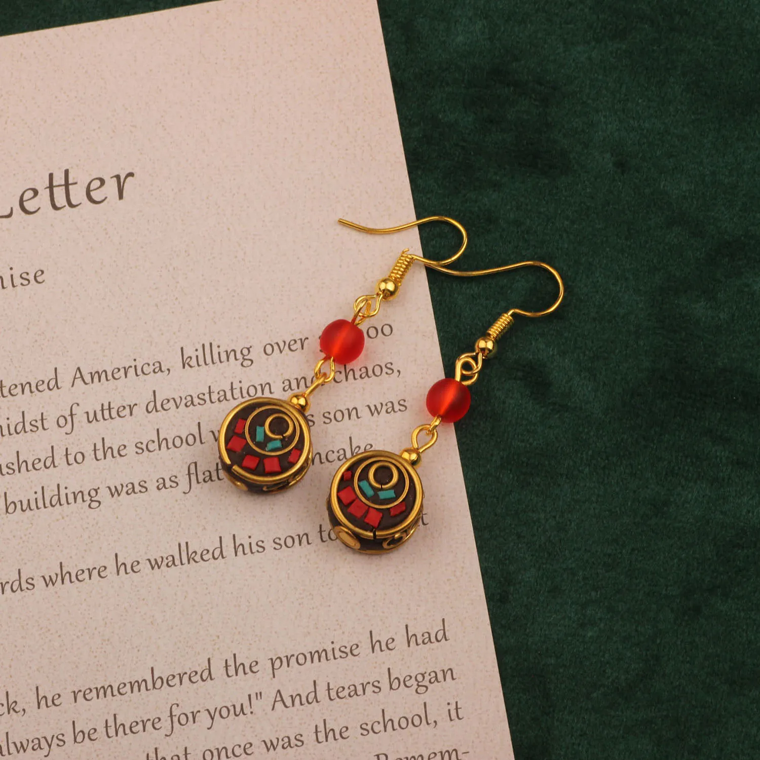 Boucles d'Oreilles Simples Faites à la Main, Bijoux Ethniques, Tibétains, Vintage, Reconditionnées