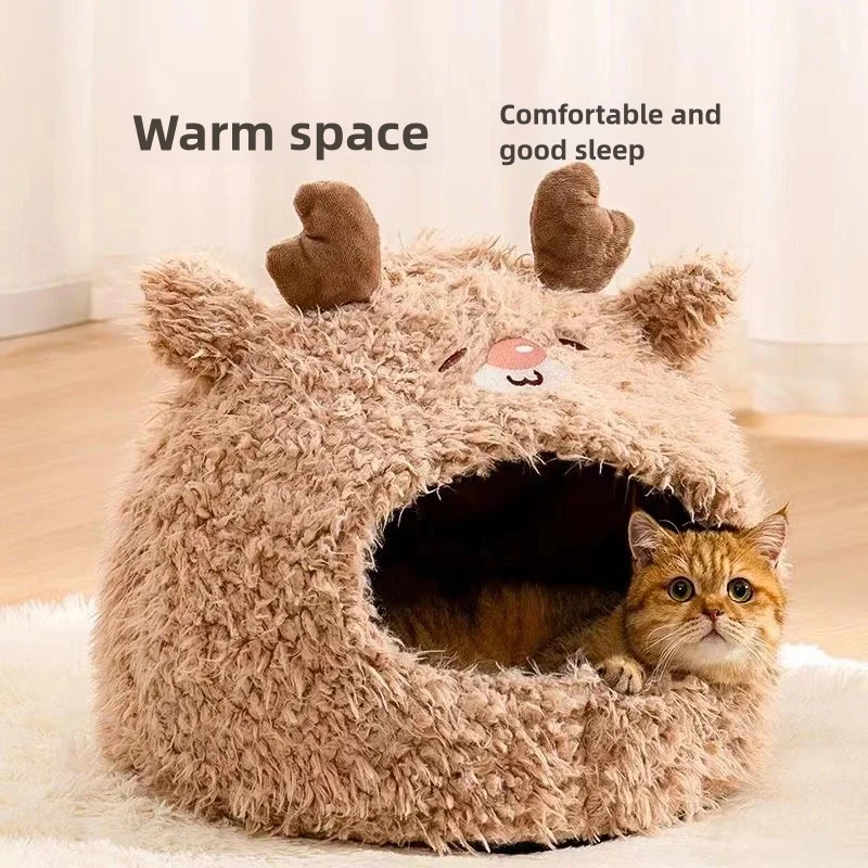 

Pet cat nest Semi-enclosed cat nest dog nest Warm in winter Yurt cat tent nest Warm in winter cat nest
