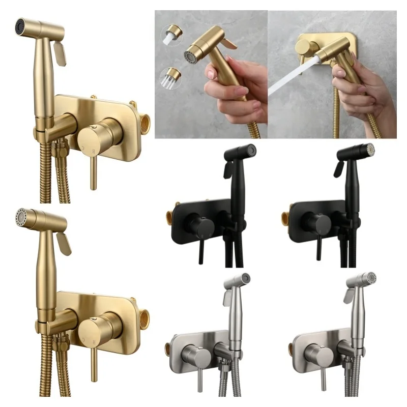 Concealed Hot and Cold Brass Toilet Companion Spray Gun, Women's Washing Machine, Pressurized Handheld Flushing Nozzle