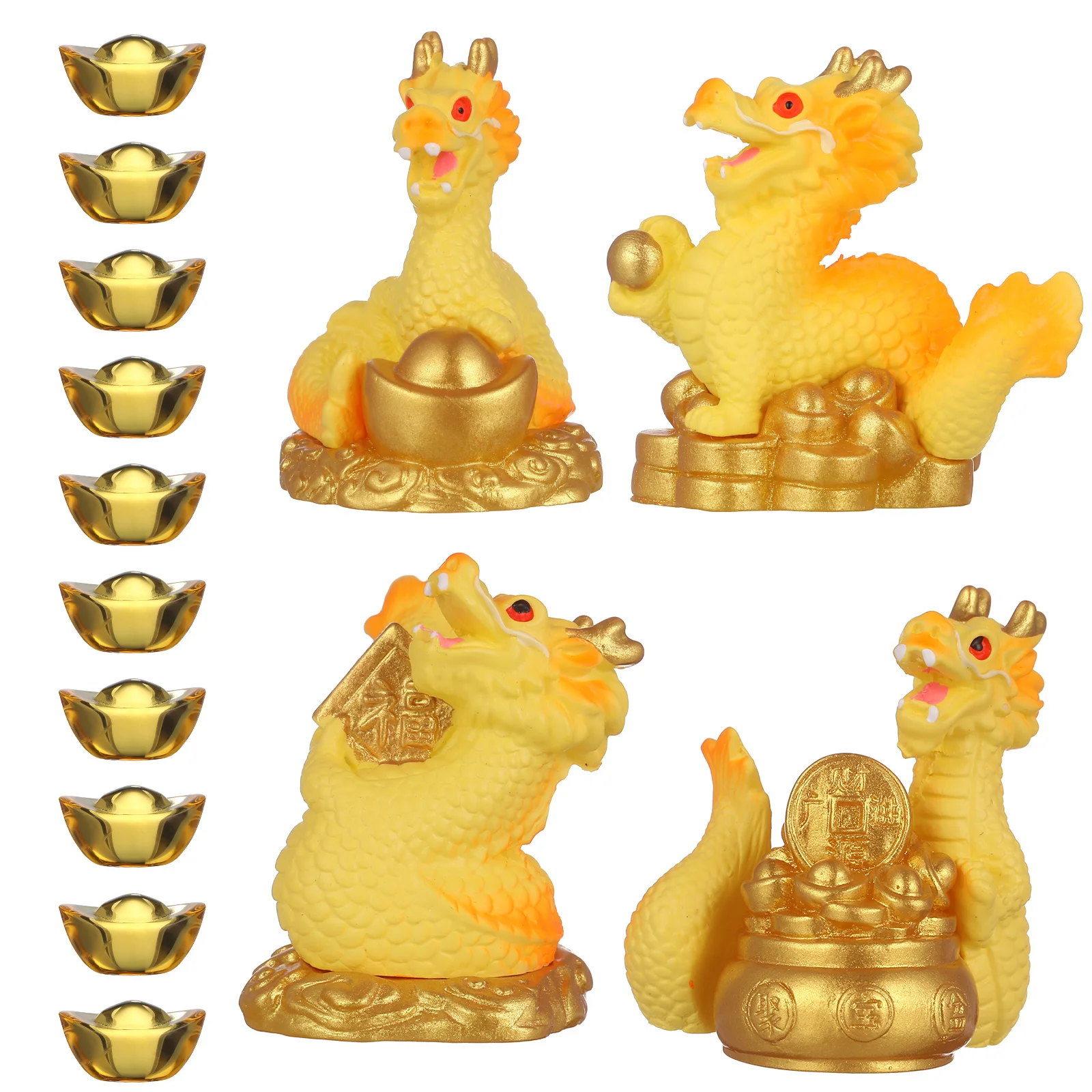 

1 Set Chinese Zodiac Dragon Figurines New Year Resin Statue Desktop Decoration Small Animal Statues Lucky Wealth Ornament Home
