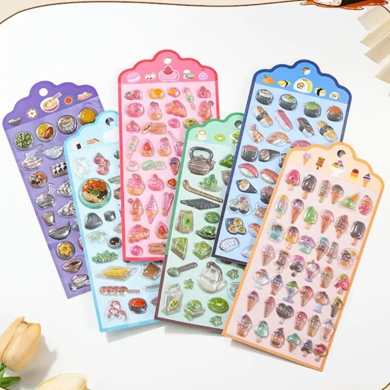 6Sheets Embossed Decorative Sticker For Art Craft Notebook Phone Case Laptop