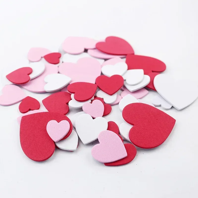 60pcs/bag LOVE Foam Stickers Pink Hearts Self-Adhesive EVA Sticker Notebook Scrapbooking Valentine's Day Wedding Decoratrion