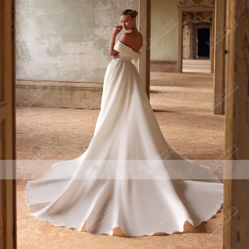 Charming Wedding Dresses Satin Bridal Gowns Beading Appliques Off The Shoulder Robes Glamorous Vestidos De Novia Customized 2025
