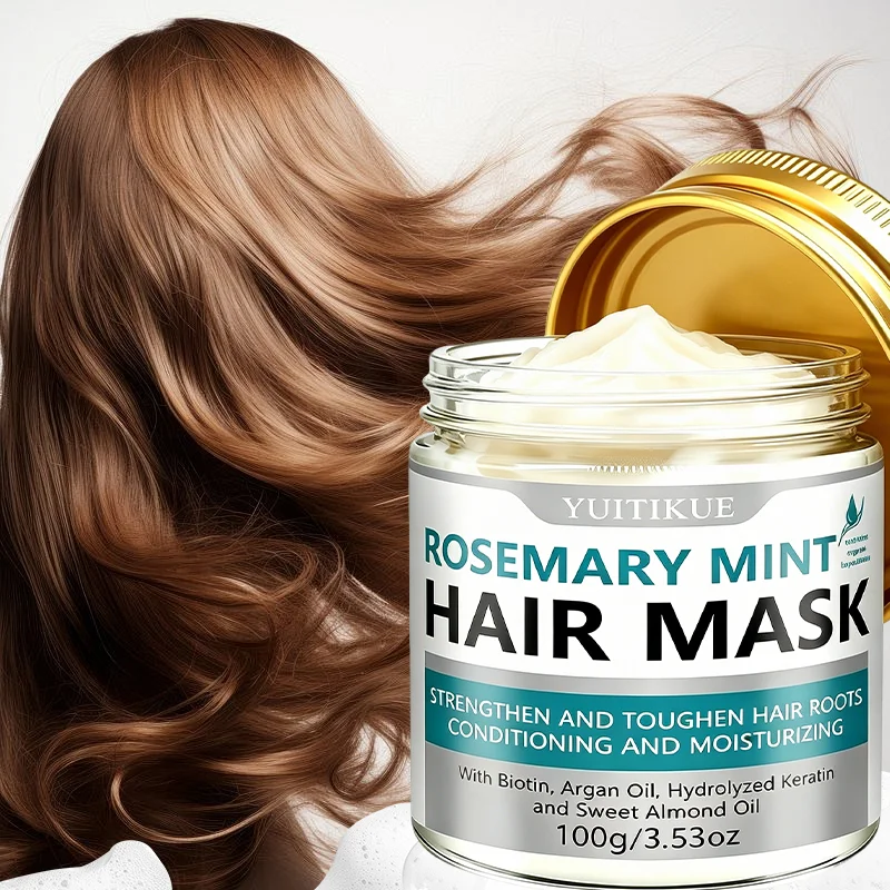 Keratin Rosemary Mint Hair Mask 100g YUITIKUE Deep Hydrating Treatment Strengthen Hair Roots Fix Frizzy Brittle Damaged Hair