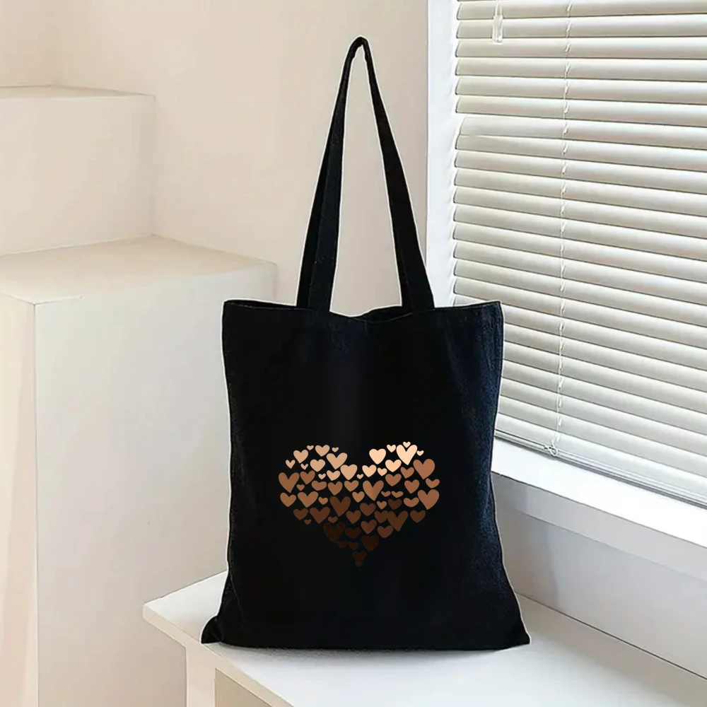Leopard Print Heart Canvas Tote Bag, Stylish Animal Print Shoulder Bag for Fashion Lovers and Trendy Outfits - view 2