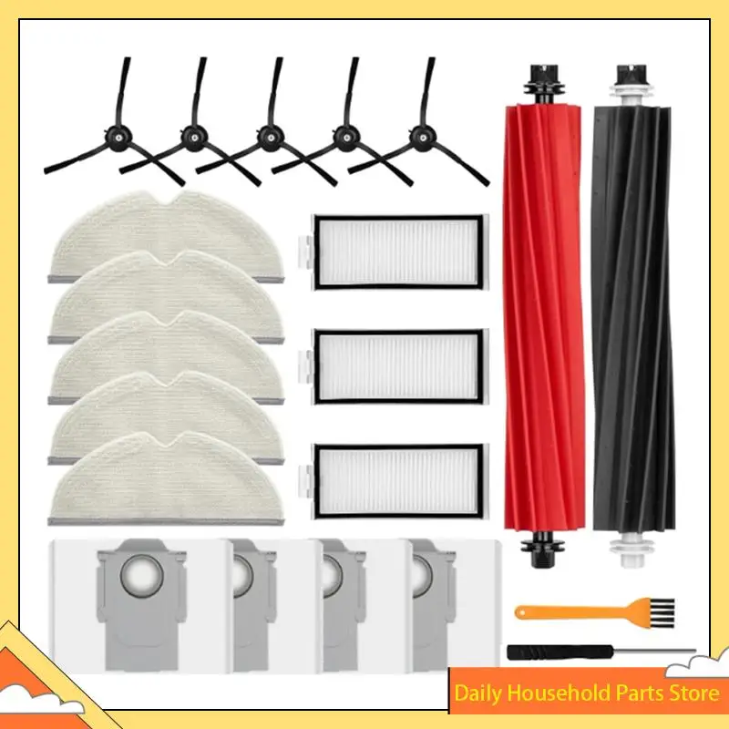 Para roborock q5 pro + q5 pro/q8 max + q8 max peças de reposição-rolo escova lateral filtro mop almofada saco de pó para aspiradores acessórios h