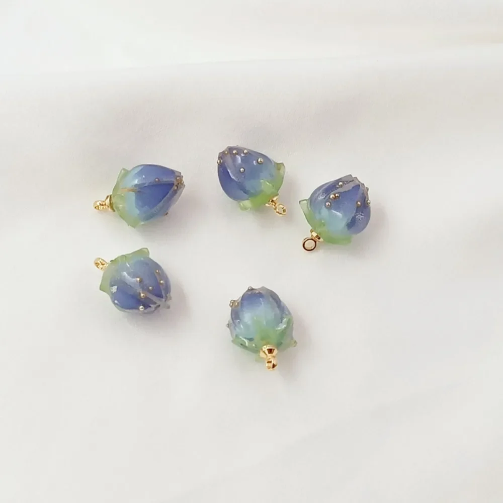 14K الذهب المغلفة الحرارة يتقلص ورقة الراتنج زهرة برعم قلادة، يدويا سوار DIY، قلادة، الأقراط والاكسسوارات