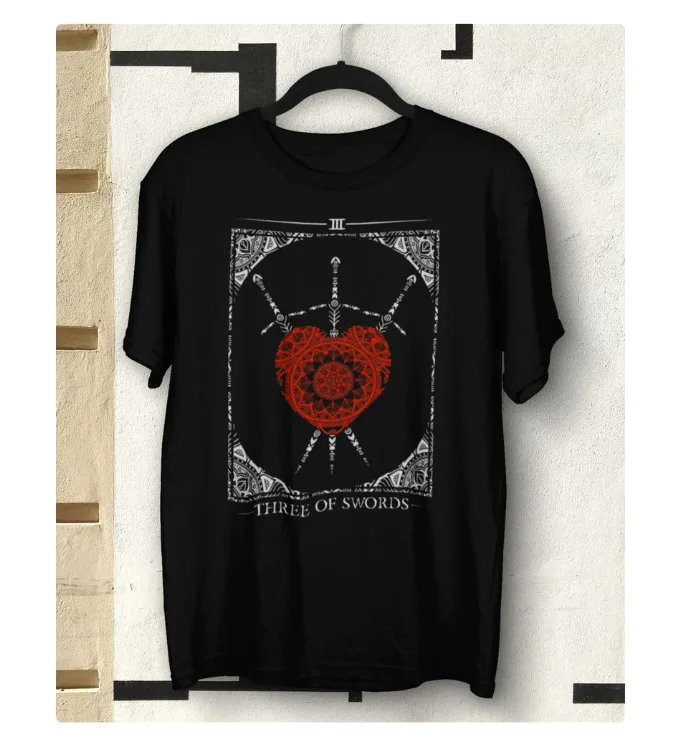 Tarot Shirts, 3 Of Swords Tarot Card, Tarot Gifts, Fortune Teller Tee, Witchcraf