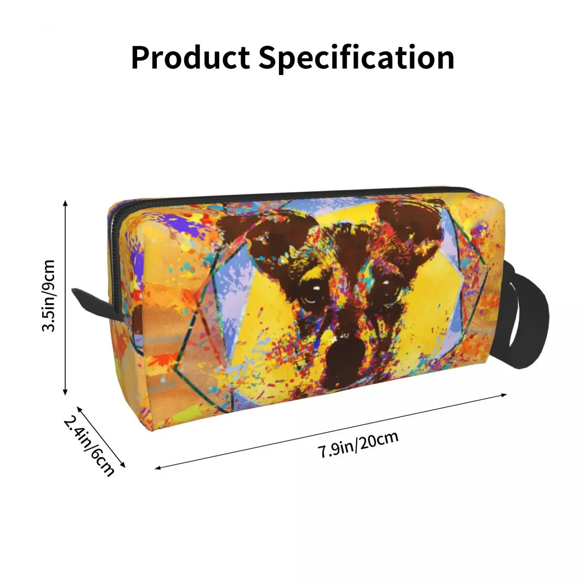 Jack Russell Terrier Cosmetic Bag Women Fashion Large Capacity Abstract Mixed Media Makeup Case Beauty Storage Toiletry Bags