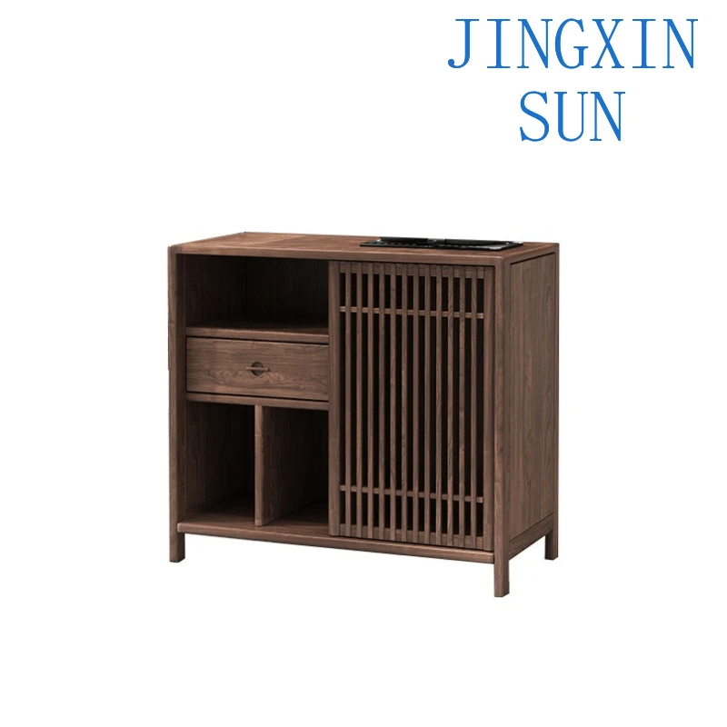 Solid wood tea cabinet tea table tea side cabinet household mobile living room small boiling water cabinet