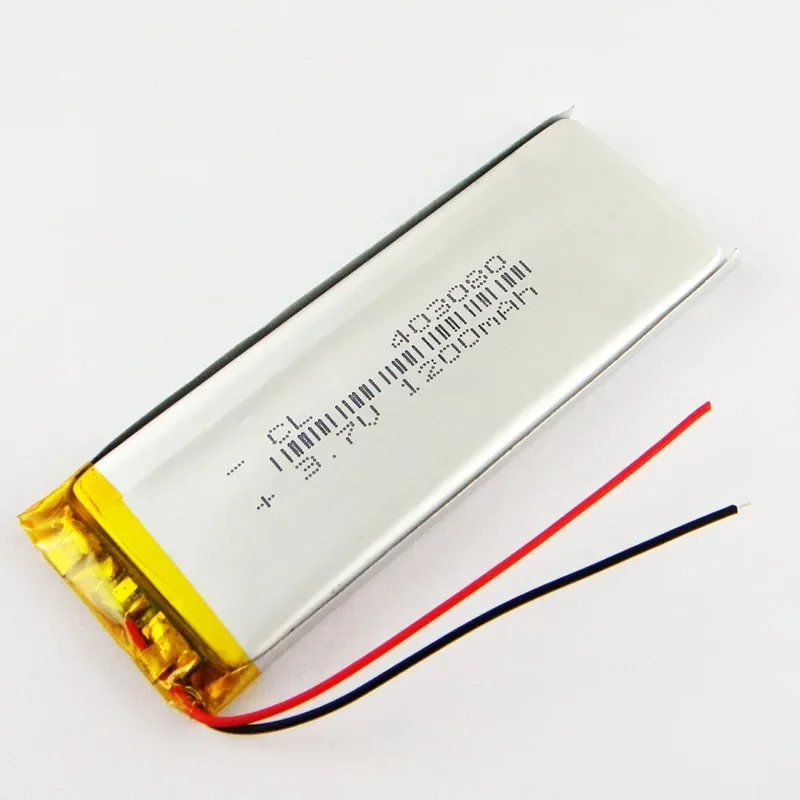 Nueva batería de polímero de litio marrón de 3,7 V 403080043080   Célula de iones de litio recargable de 1200 MAH Buen A