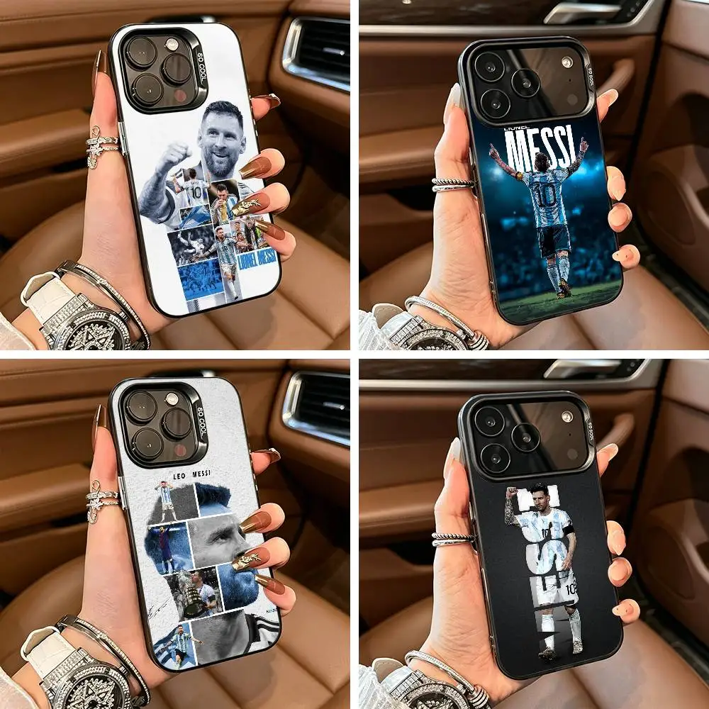 

GOAT football player M-messi Phone Case For IPhone17 16 11 12 13 14 15 16 Pro Max Plus Cover Colored Silver Funda Bumber