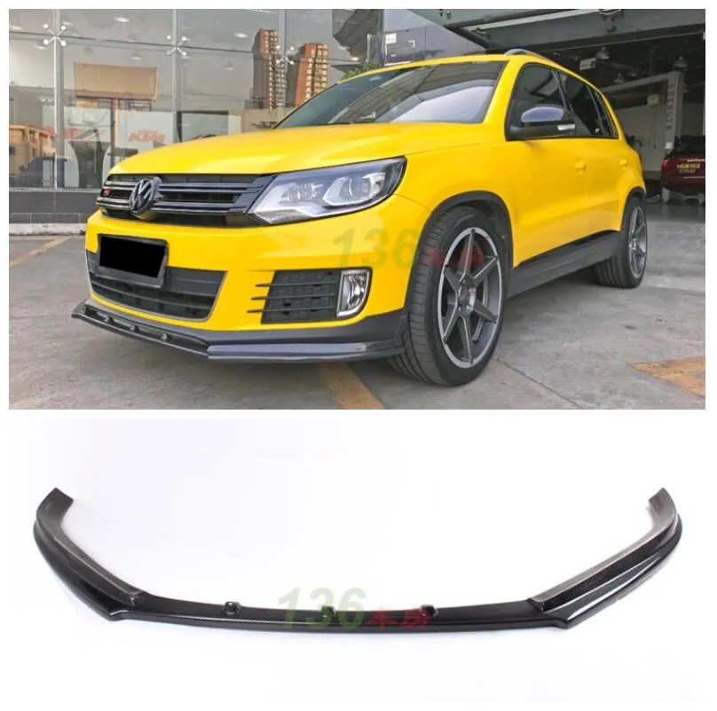 Fits For Volkswagen Tiguan 2013-2017 High Quality Carbon Fiber Bumper Front Lip Splitters Protector