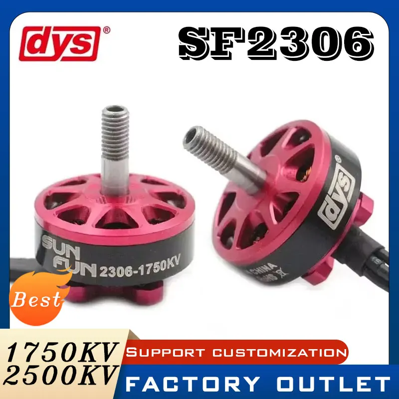 DYS SUN FUN SF2306 1750KV 2500KV CW rosca FPV Racing Motor sin escobillas alto Torque RC Drone Quadcopter piezas de helicóptero Juguetes