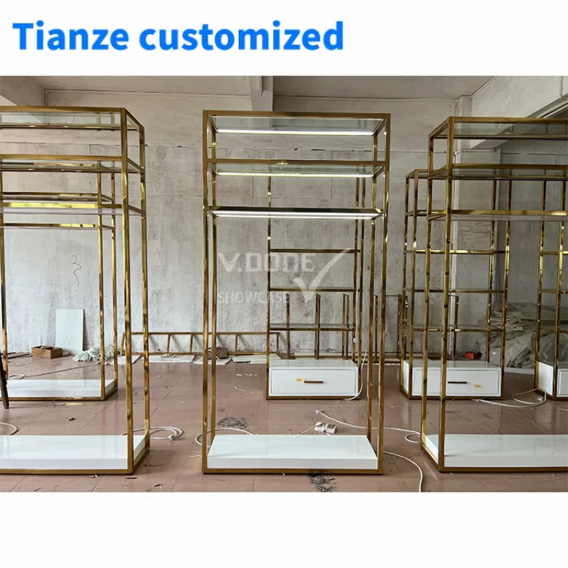 

[Customized]luxury boutique garment Clothes display racks display shelf stand retail shop clothing store furniture with shel