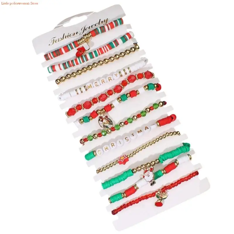 F92D موسم الأعياد سبائك الزنك سحر الأساور قابل للتعديل معصمه مضفر الزينة #4