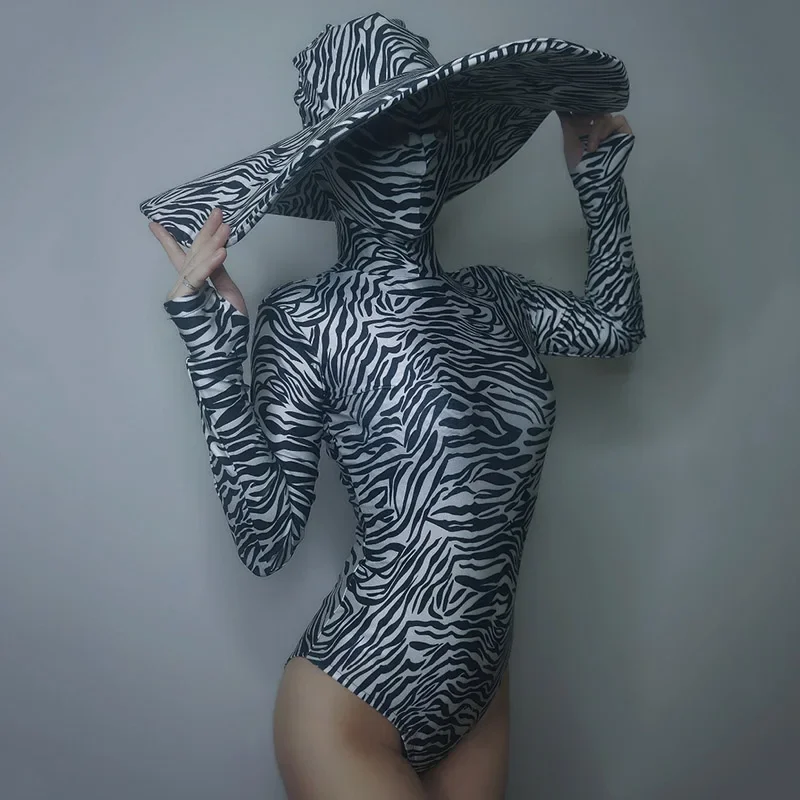 Sexy Gogo kostuum vrouwen groen zwart zebra strepen bodysuit nachtclub Dj Ds prestaties turnpakje danser rave kleding outfit