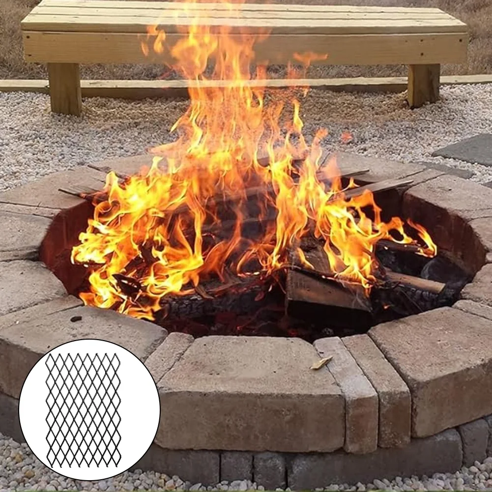 1Pcs Fireplace Ash Retainer Black Steel Fireplace Grate Ember Retainer Grille Mesh Wood Stove Fire Burning Accessories