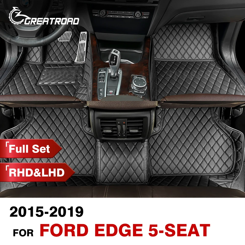 Car Floor Mats For Ford Edge 5 Seats 2015 2016 2017 2018 2019 Custom Auto Foot Pads Carpet Cover Interior Accessories