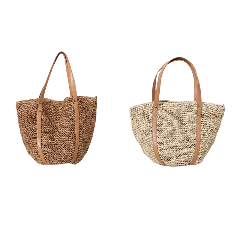 

Casual Straw Woven Women Shoulder Bag Wicker Handbags Women's Bag Bohemian Beach Tote Bags For Women Shopper