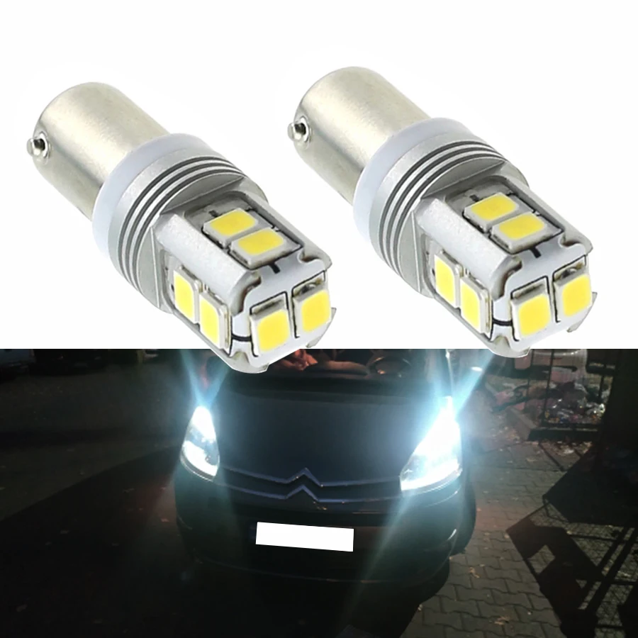 NHAUTP 2Pcs H6W BAX9S LED Bulbs For Citroen C4 Grand Picasso Daytime Running Light Front Parking Lamp DHO White 6000K 12-24V