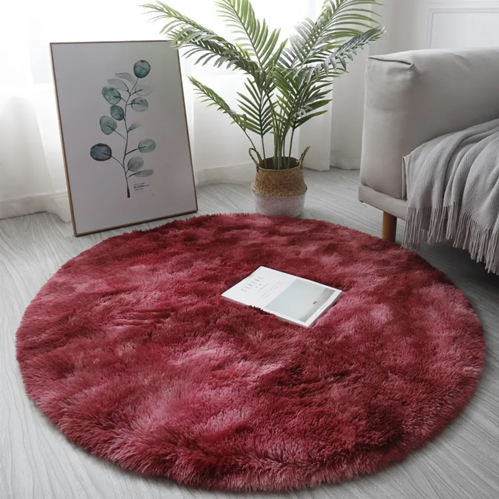 1Pcs 40cm/60cm Round Shaggy Fluffy Rug Living Room Bedroom Rugs Home Floor Non-Slip Mat Kids Room Cushion Home Decoration