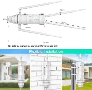 WAVLINK AC1200 Outdoor Long Range Weatherproof Dual Band WiFi Extender/Wireless Router/AP/Repeater Modes for Courtyard,Campsite