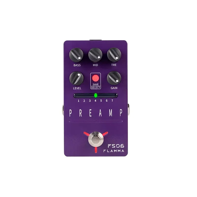 FLAMMA FS06 Preamp Pedal Digital Guitar Effect Pedal with 7 Preamp Models Preset Save Slot Built-in Cabinet Simulation