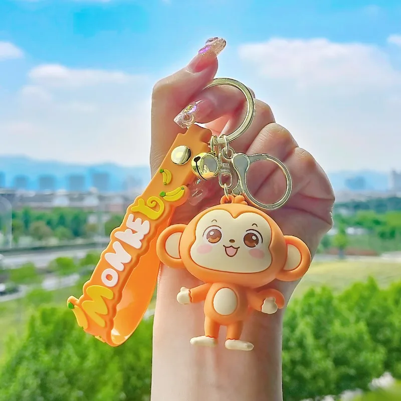 

New Cute Monkey Keychain for Women and Men Simple Resin Doll Key Chain Fashion Schoolbag Pendant for Car Keyrings