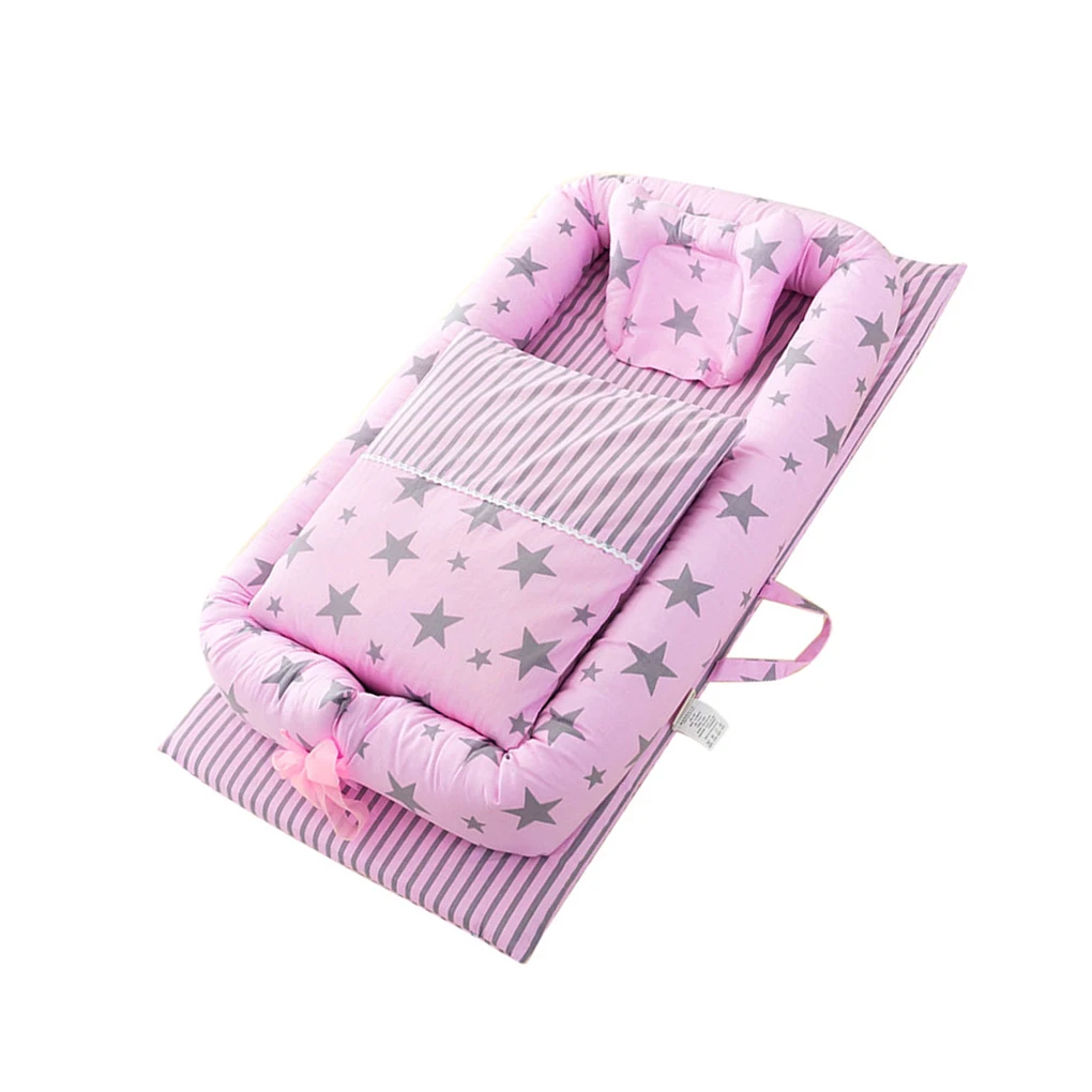 

6Pcs Portable Baby Bed Cushion Set Travel Crib Newborn Nest Sleeping Support Head Pillow, Type 2