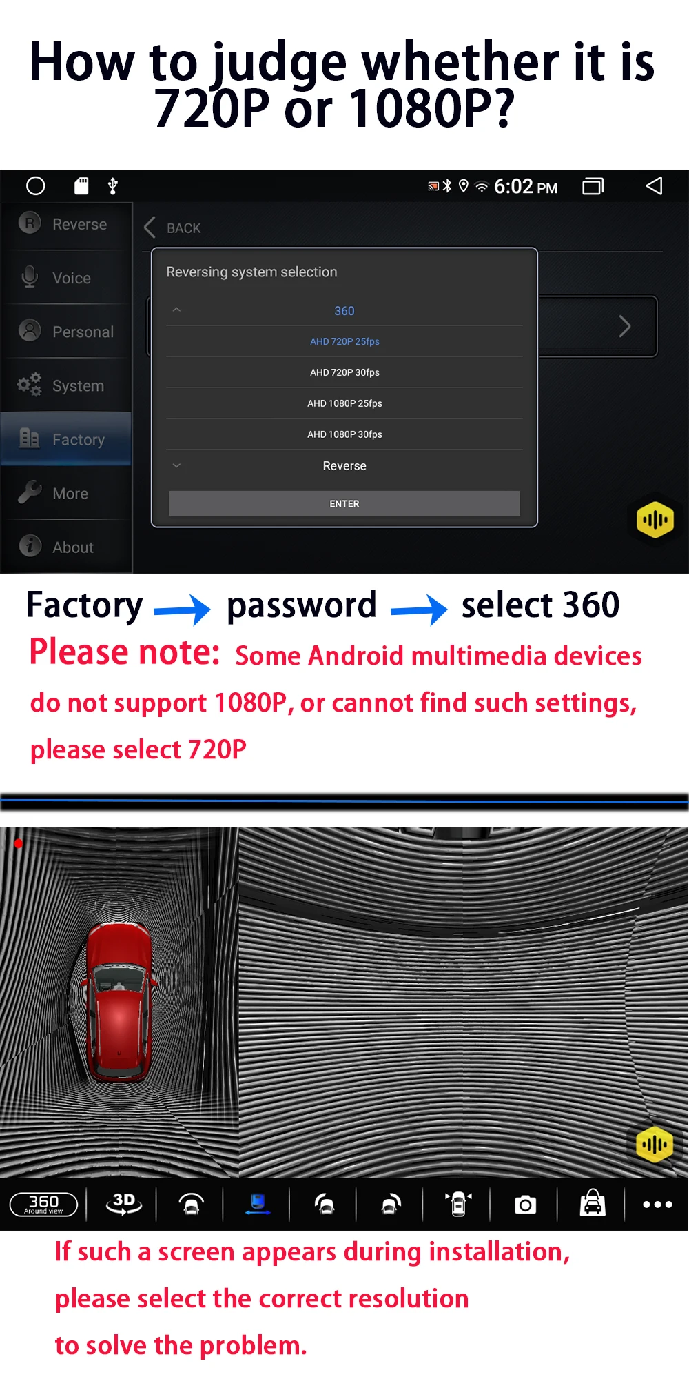 Auto 360 ° Panorama-Kamerasystem für Android-Multimedia-Bildschirm, Android-Multimedia-System mit 360-Grad-App-Funktion – Detail 3