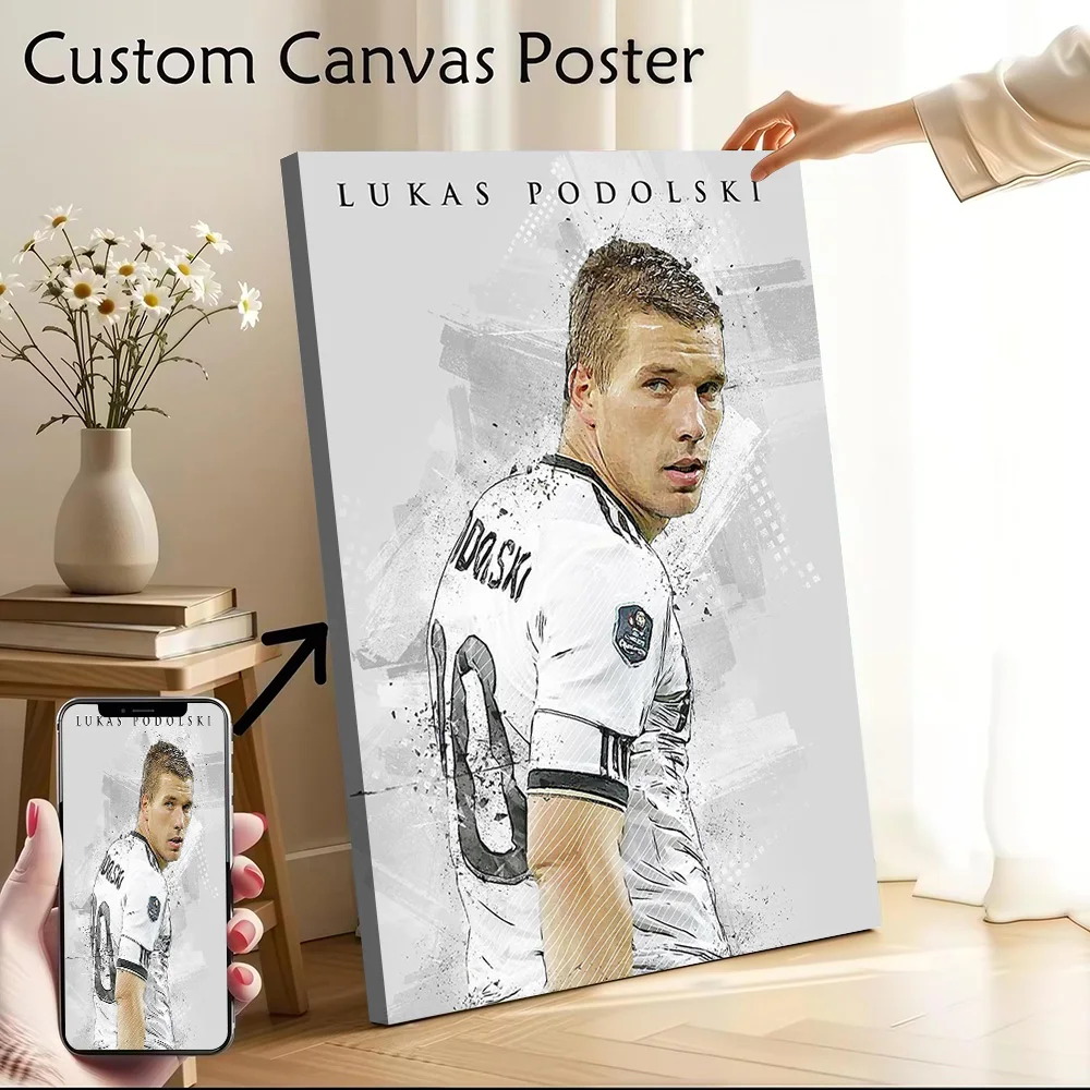 

Lukas Podolski Printed Canvas Poster Custom Pictures Wall Art Canvas Painting for Walls Decoration Living Room Wand Deko Home