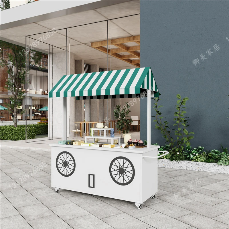 European creative float outdoor product promotion display stand shopping mall market mobile truck wrought iron stall cart