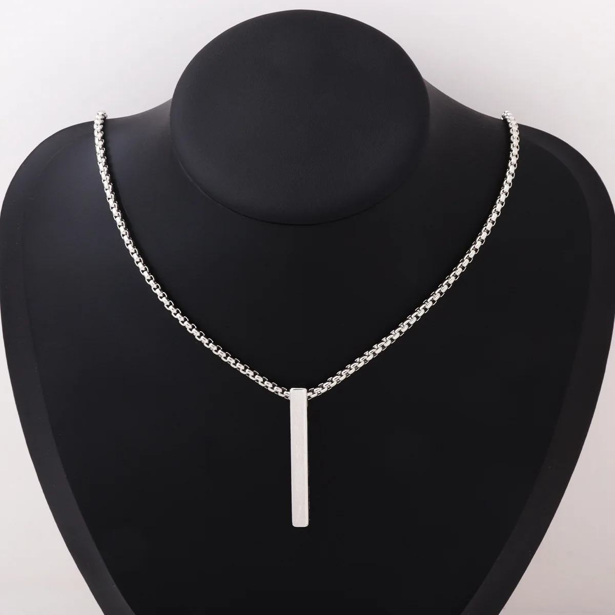 Explosions Minimalist Casual Pillar Necklace for Men Women Stainless Steel 3D Bar Pendant Unisex Neck Collar Cheap Jewelry