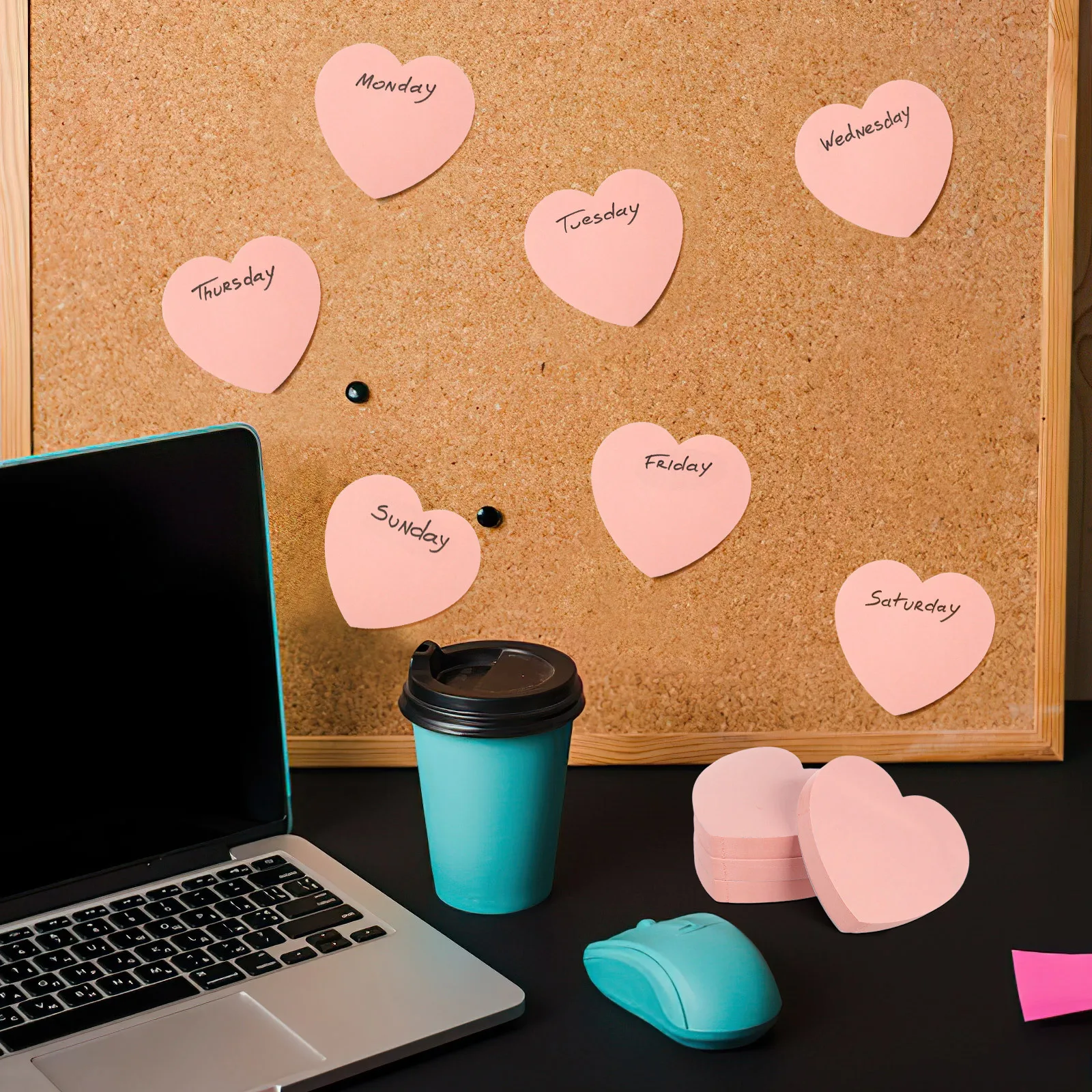 

4pcs Heart Shaped Colorful Memo Pads Self Adhesive Notepad For School Office Home Portable Compact Note Stickers