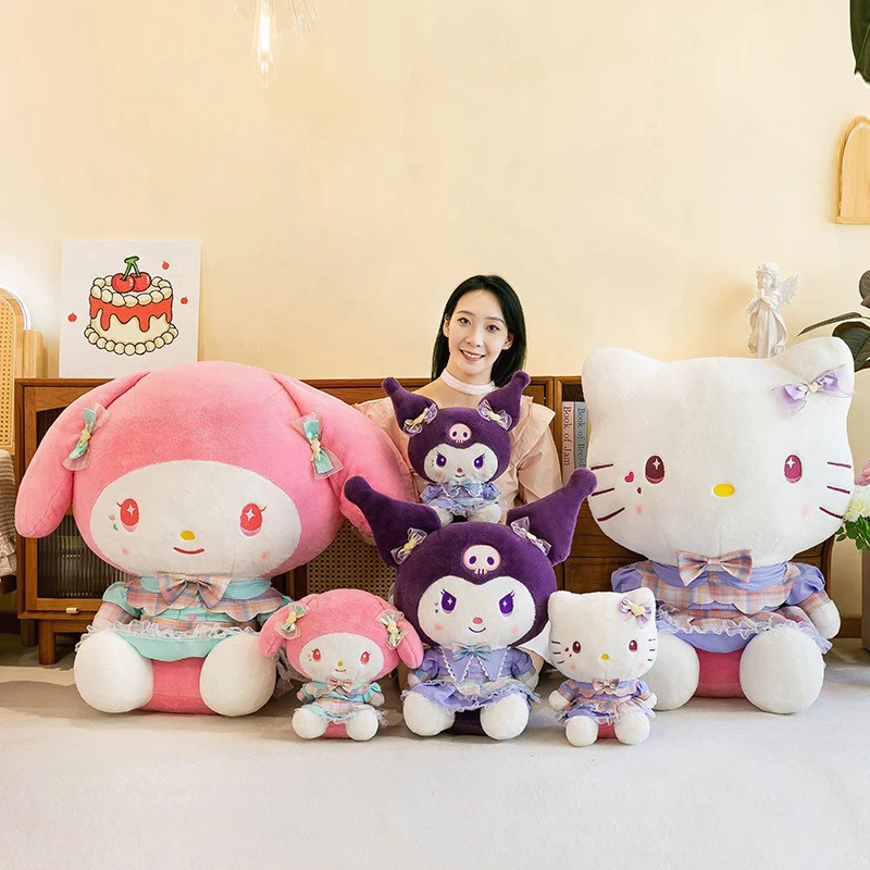 

Sanrio Kt Cat Кукла Плюшевая игрушка для детей Подарок на день рождения Мелодия Подушка для сна Sanrio Мультяшное мягкое животное Kulo Персонаж Мягкая игрушка