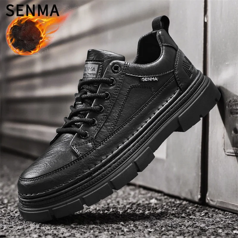SENMA الشتاء الدافئ الرجال الأحذية مع الفراء الرجال أحذية رياضية موضة الثلوج أحذية الرجال الجلد المدبوغ أحذية من الجلد الشتاء الرجال أحذية ثلج حجم 39-44 #2