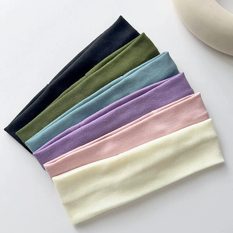 

10pcs/set Solid Elastic Headband for Women Sports Turban Girls Candy Colors Headbands Polyester-cotton Narrow Yoga Headband