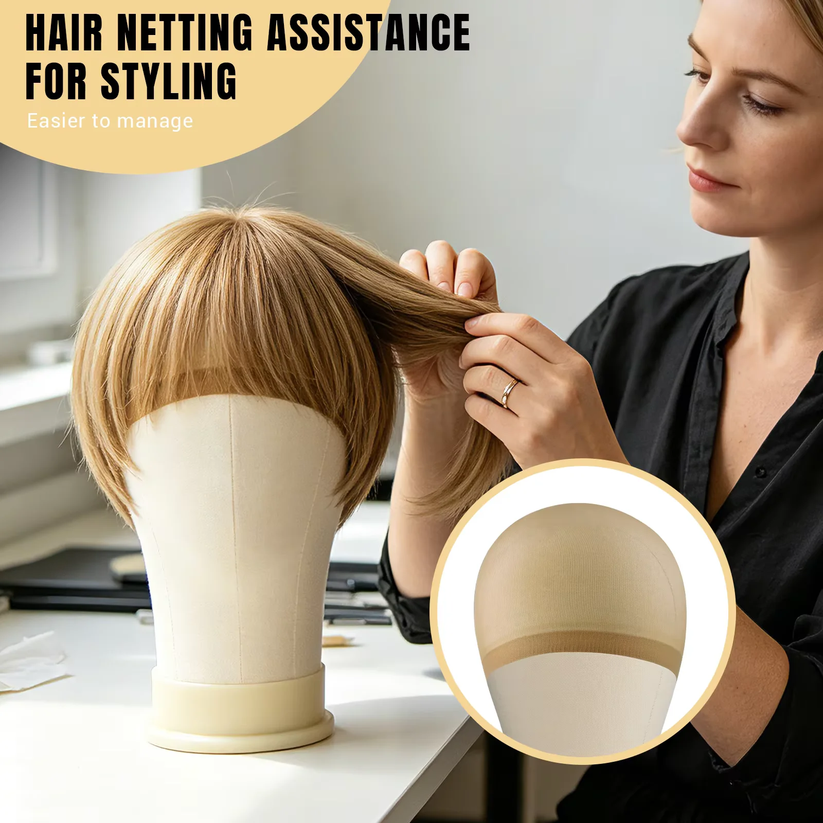 Styling Practice Mannequin Head Set with Adjustable Stand