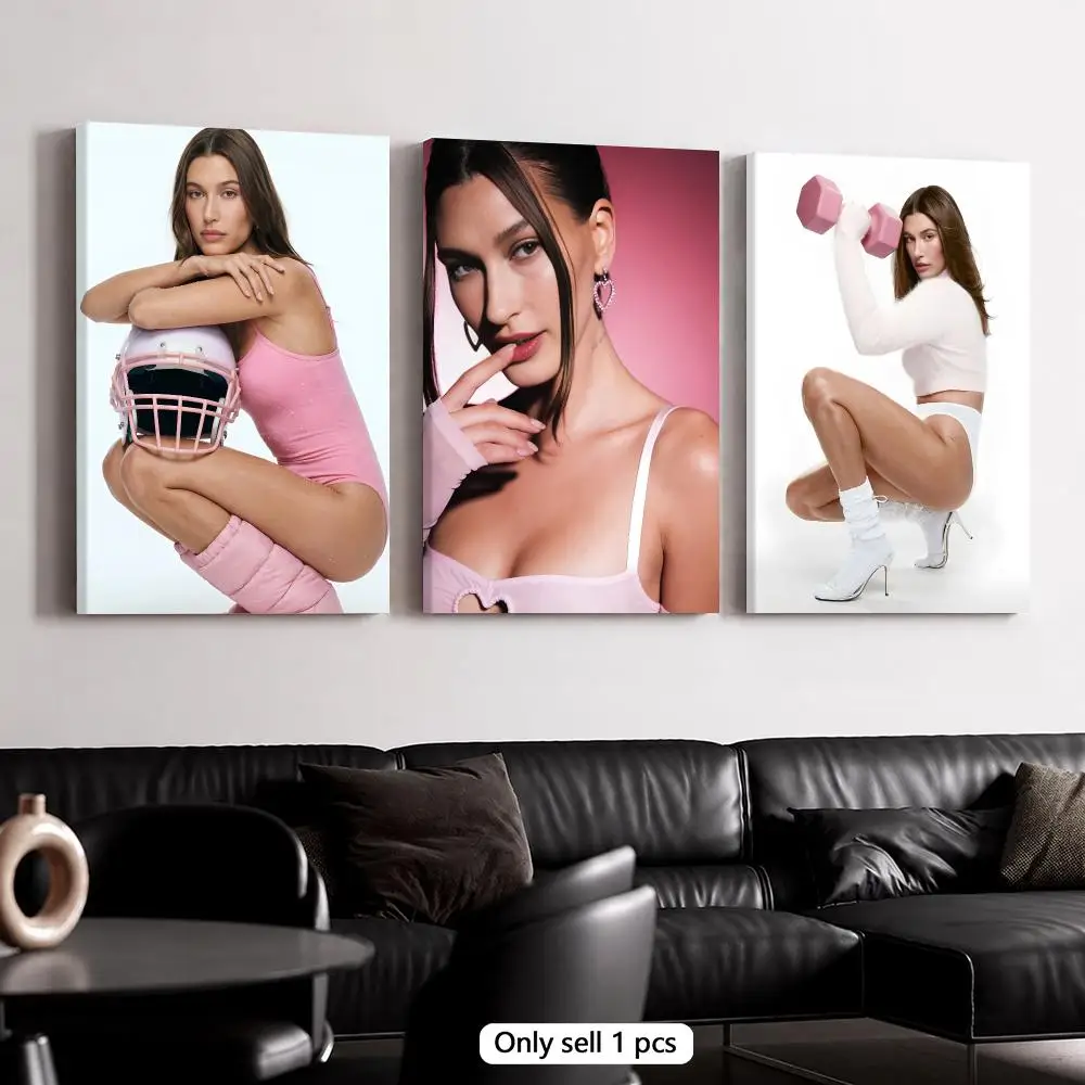 Celebrity H-Hailey Bieber Framed Wall Painting Canvas Poster Wooden Stretcher Frame Inner Frame Kit for Wall Art Painting